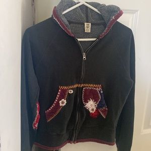 Lucky brand patch quilt embroidered sweatshirt